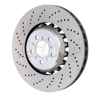 SHW Performance SHW 13-16 BMW M5 4.4L Left Front Cross-Drilled Lightweight Brake Rotor (34112284101)