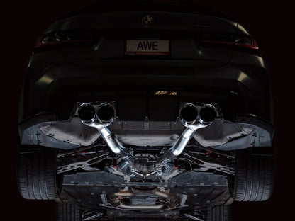 AWE Tuning Track Edition Cat-Back Exhaust for BMW G8X M3/M4 - Chrome Silver Tips