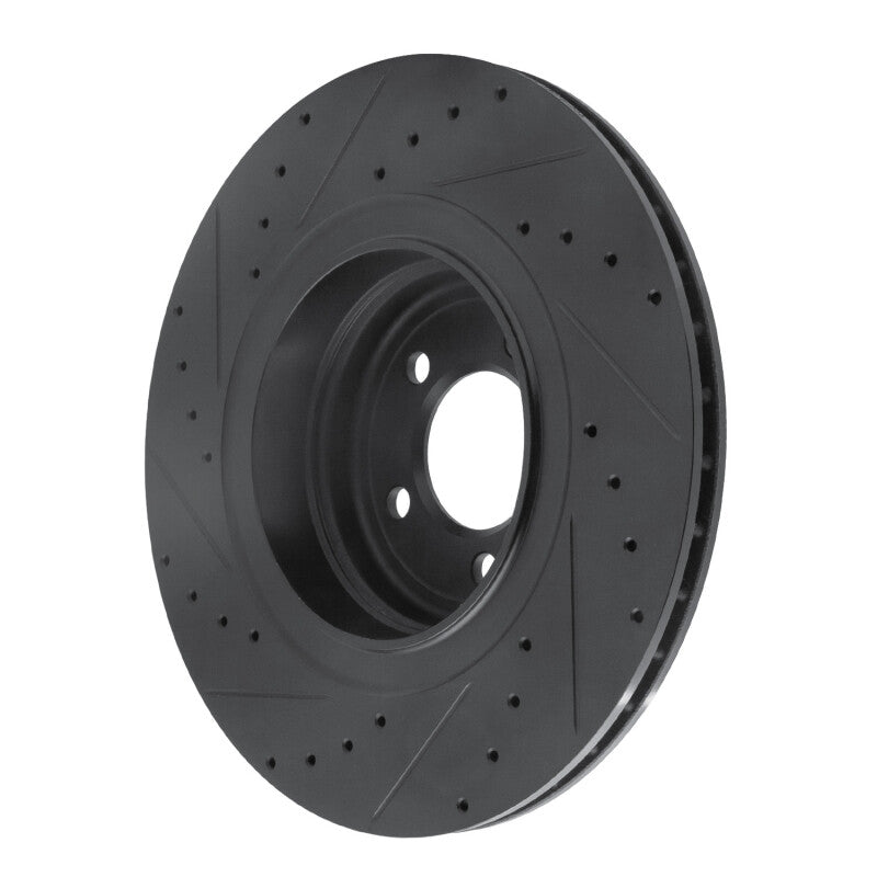 R1 Concepts R1 07-08 BMW ALPINA B7 Rear Right Drilled & Slotted Black Brake Rotor