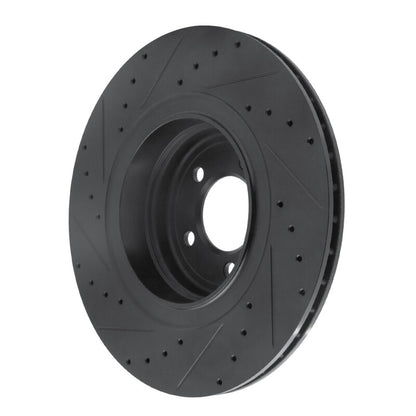 R1 Concepts R1 07-08 BMW ALPINA B7 Rear Right Drilled & Slotted Black Brake Rotor