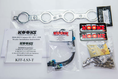 Kooks Headers Kooks 10-14 Chevy Camaro SS LS3/L99/ 6.2L 1 7/8in x 3in SS LT Headers Inc 3in x 2 1/2in Green Catted