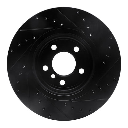 R1 Concepts R1 11-16 BMW 528I xDrive Front Left Drilled & Slotted Black Brake Rotor