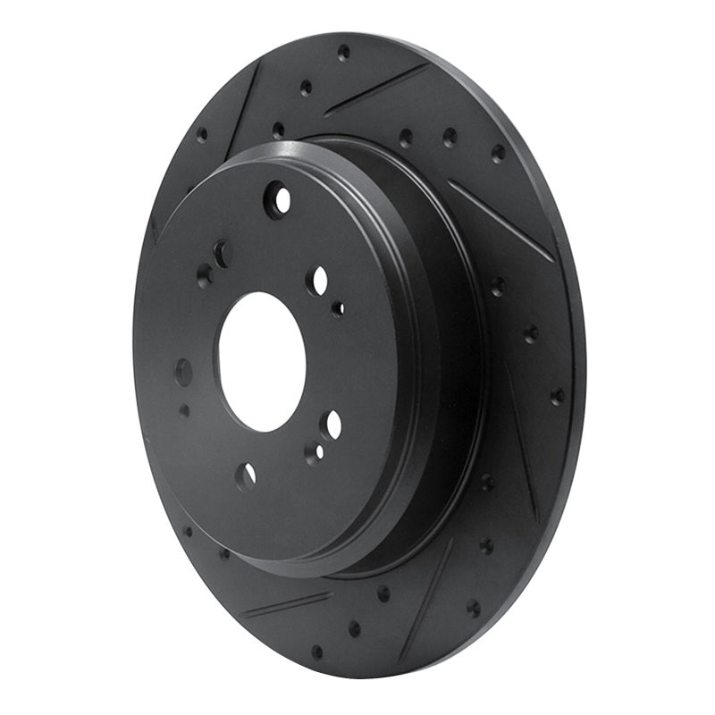 R1 Concepts R1 07-17 Acura ZDX Rear Left Drilled & Slotted Black Brake Rotor