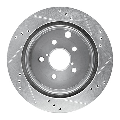 R1 Concepts R1 14-18 Subaru Forester Rear Left Drilled & Slotted Silver Brake Rotor