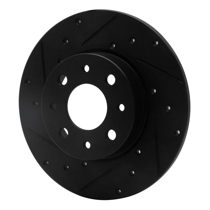 R1 Concepts R1 13-19 Fiat 500E Rear Left Drilled & Slotted Black Brake Rotor