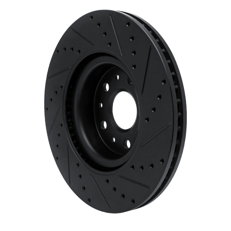 R1 Concepts R1 14-25 Cadillac CTS Front Left Drilled & Slotted Black Brake Rotor