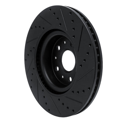 R1 Concepts R1 14-25 Cadillac CTS Front Left Drilled & Slotted Black Brake Rotor