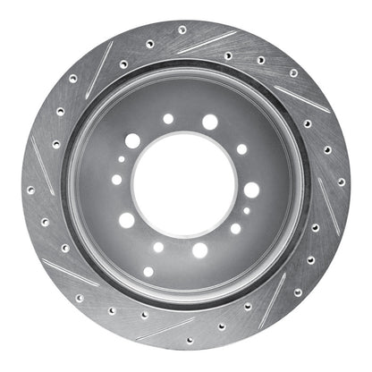 R1 Concepts R1 17-21 Toyota Land Cruiser Rear Right Drilled & Slotted Silver Brake Rotor