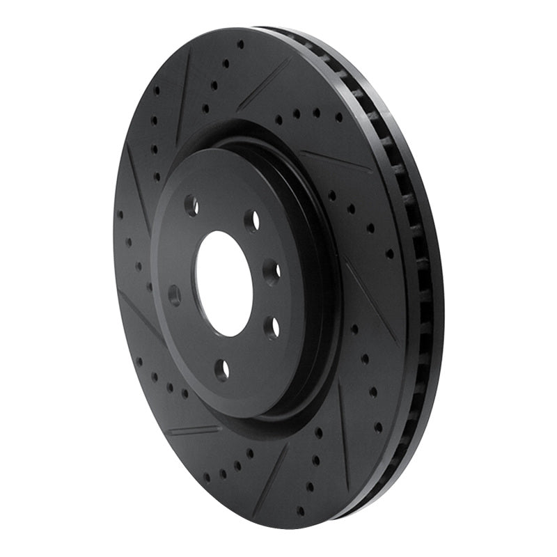 R1 Concepts R1 11-19 Ford Flex Front Left Drilled & Slotted Black Brake Rotor