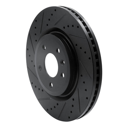 R1 Concepts R1 11-19 Ford Flex Front Left Drilled & Slotted Black Brake Rotor