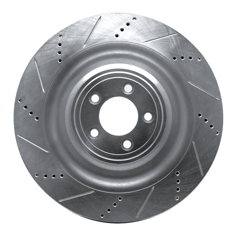 R1 Concepts R1 08-09 Jaguar XKR Right Front Drilled & Slotted Silver Brake Rotor