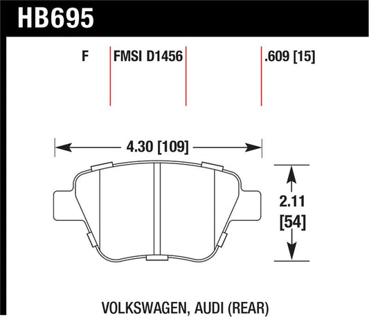 Hawk Performance Hawk 12 Audi A3 / 11-12 VW Golf GTI/Jetta S/Jetta SE/Jetta SEL/Jetta TDI HPS Street Rear Brake Pads