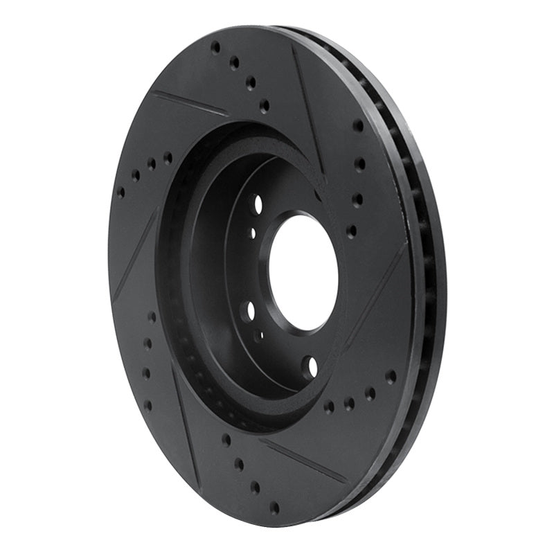 R1 Concepts R1 04-12 Mitsubishi Galant Front Left Drilled & Slotted Black Brake Rotor