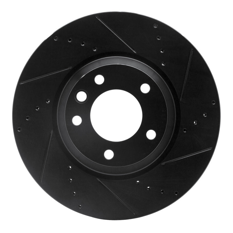 R1 Concepts R1 03-15 Audi Q7 Left Front Drilled & Slotted Black Brake Rotor