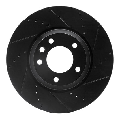 R1 Concepts R1 03-15 Audi Q7 Left Front Drilled & Slotted Black Brake Rotor