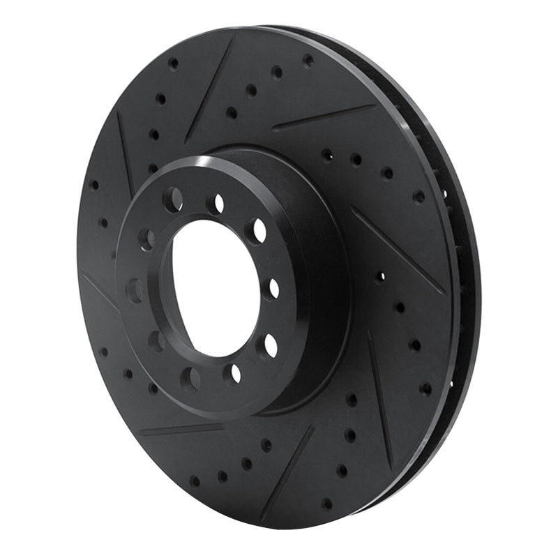 R1 Concepts R1 85-91 Mercedes-Benz 300SE Front Left Drilled & Slotted Black Brake Rotor