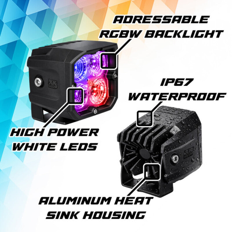 XKGlow XKmax RGBW Addressable Cube Light - Fog Beam