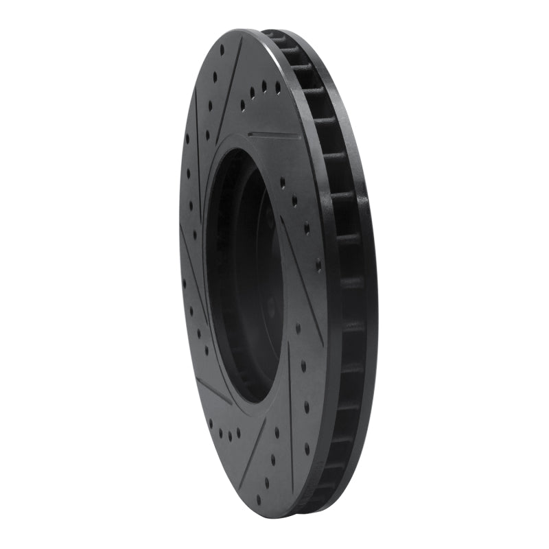 R1 Concepts R1 03-05 Jaguar Vanden Plas Front Right Drilled & Slotted Black Brake Rotor