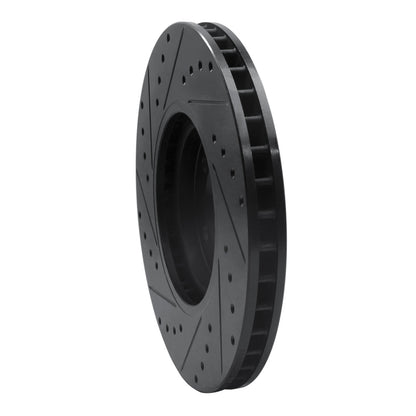 R1 Concepts R1 03-05 Jaguar Vanden Plas Front Right Drilled & Slotted Black Brake Rotor