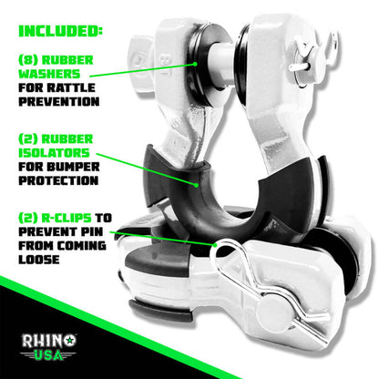 Rhino USA 8T Super Shackle 2-Pack (White)