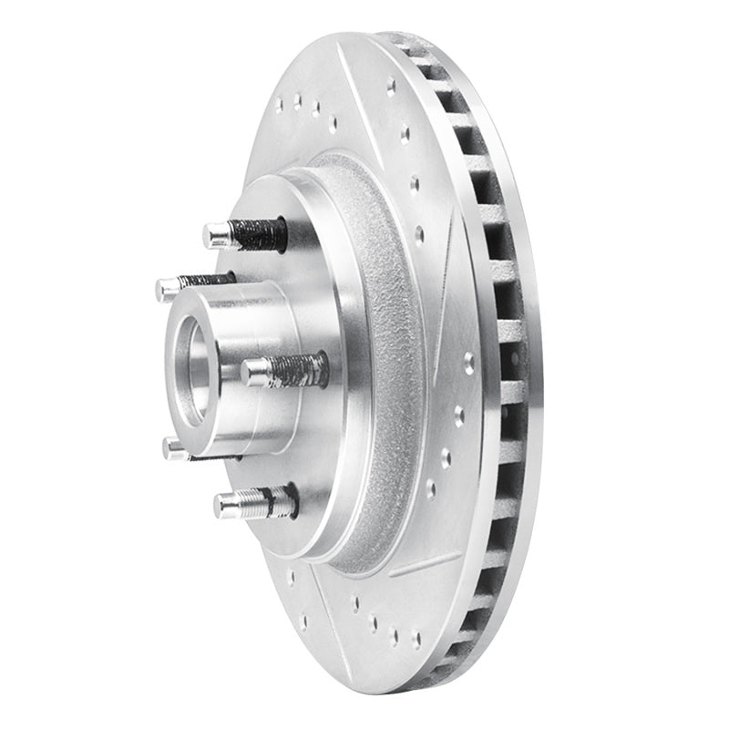 R1 Concepts R1 82-87 Ford Mustang Front Right Drilled & Slotted Silver Brake Rotor