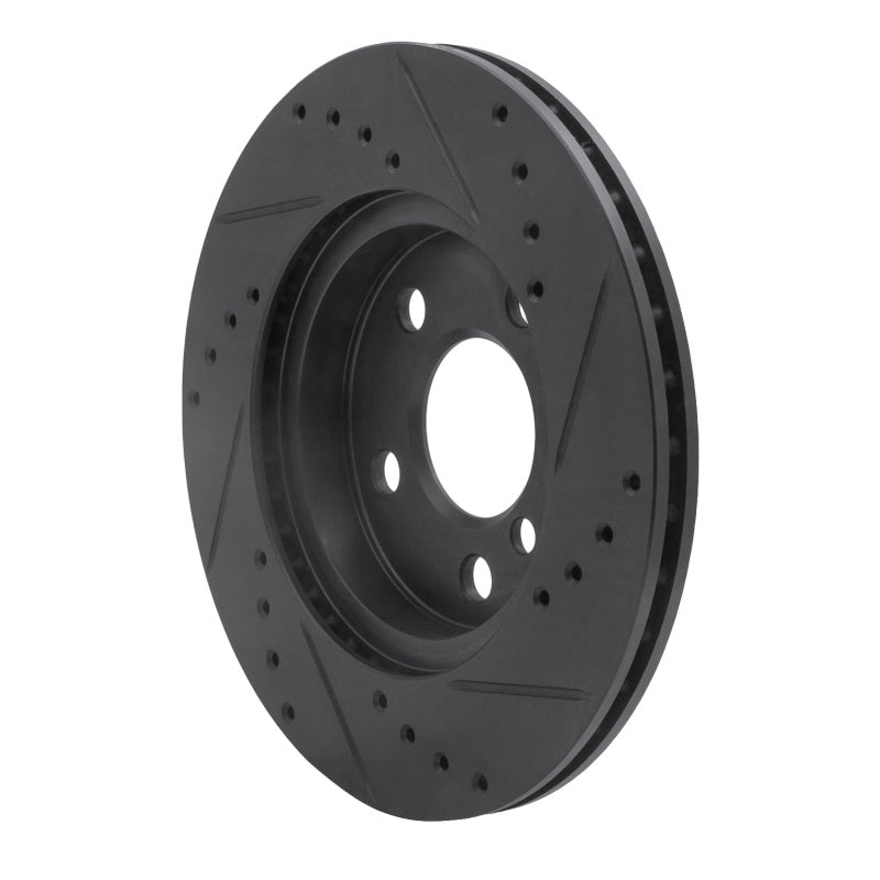 R1 Concepts R1 14-21 BMW i3 Front Left Drilled & Slotted Black Brake Rotor
