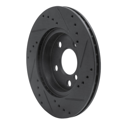 R1 Concepts R1 14-21 BMW i3 Front Left Drilled & Slotted Black Brake Rotor