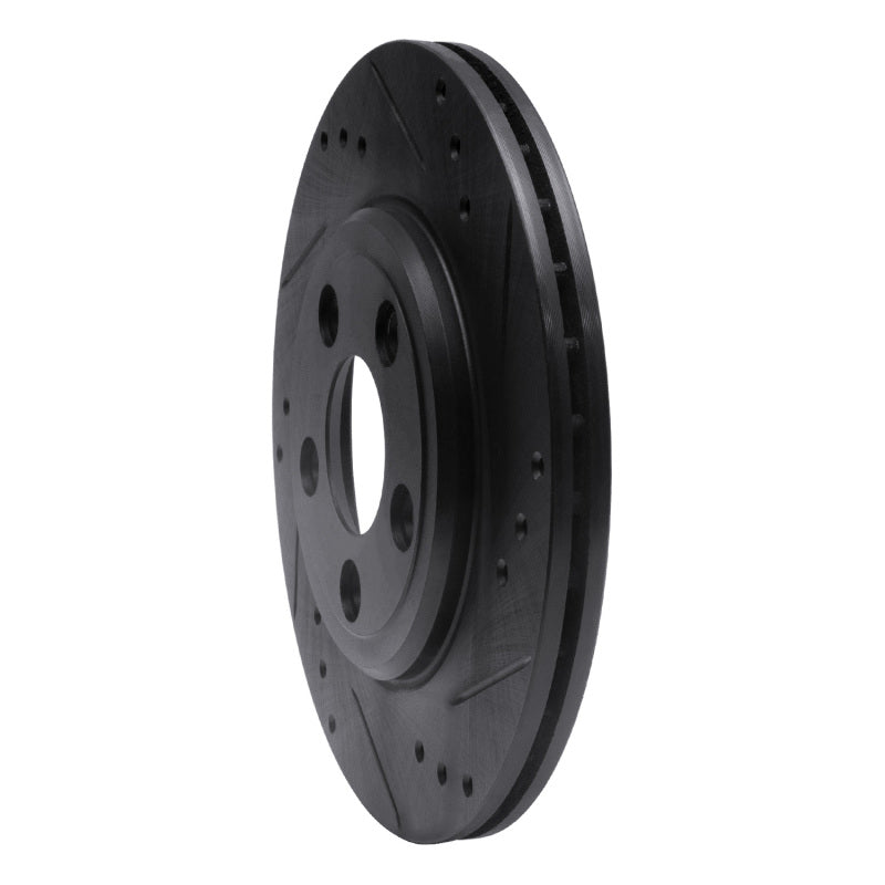 R1 Concepts R1 00-06 Ford Thunderbird Rear Right Drilled & Slotted Black Brake Rotor