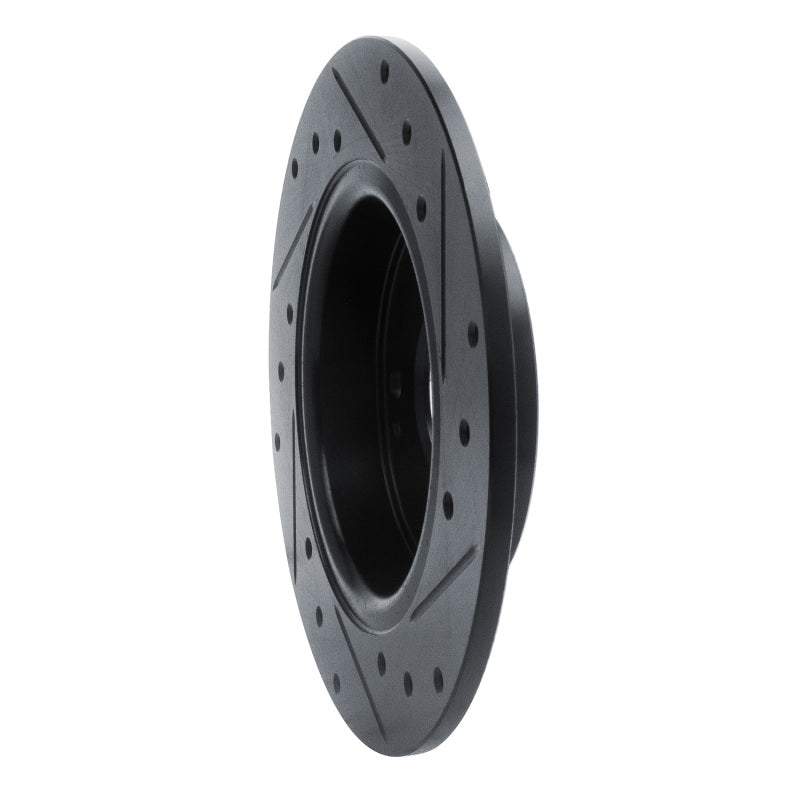 R1 Concepts R1 2016-2025 Honda Civic Coupe Rear Left Drilled & Slotted Black Brake Rotor
