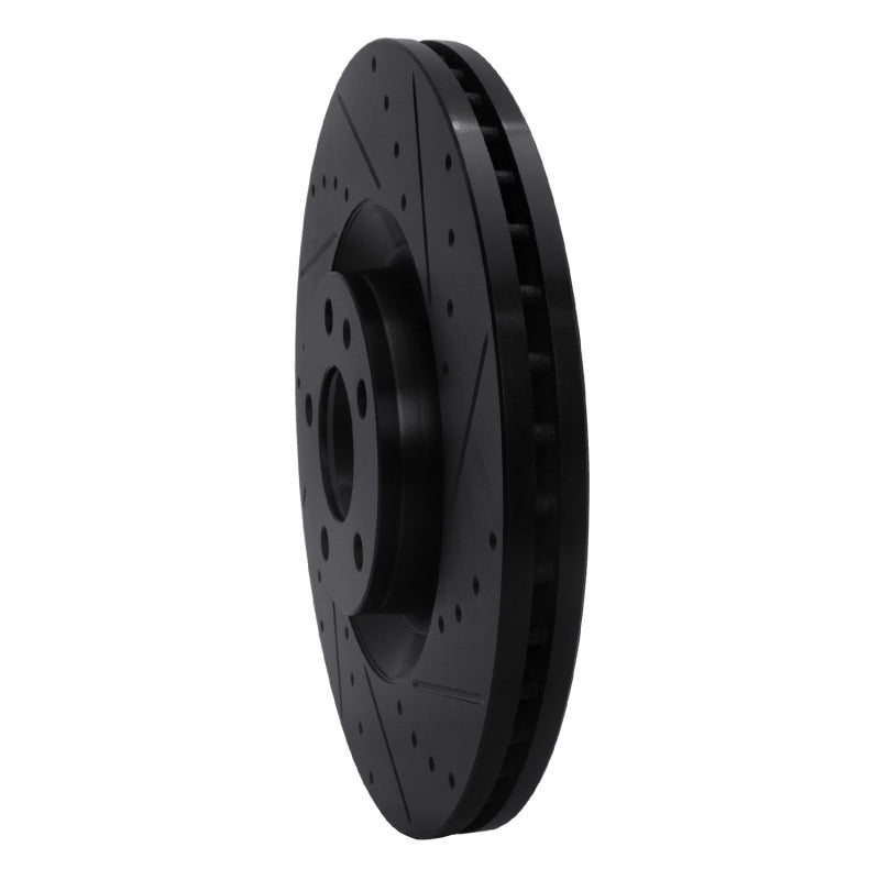 R1 Concepts R1 04-09 Audi S4 Front Right Drilled & Slotted Black Brake Rotor