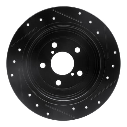 R1 Concepts R1 90-08 Saab 9-2X Rear Left Drilled & Slotted Black Brake Rotor