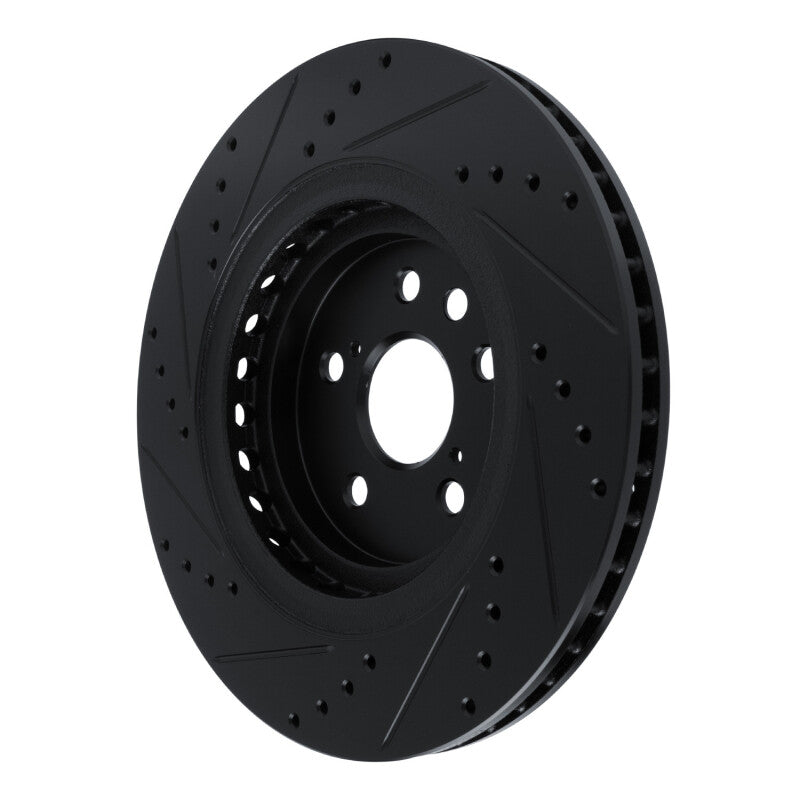 R1 Concepts R1 20-25 Lexus RX350 Front Right Drilled & Slotted Black Brake Rotor