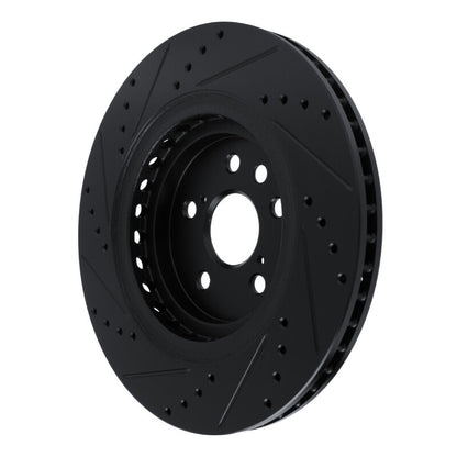 R1 Concepts R1 20-25 Lexus RX350 Front Right Drilled & Slotted Black Brake Rotor