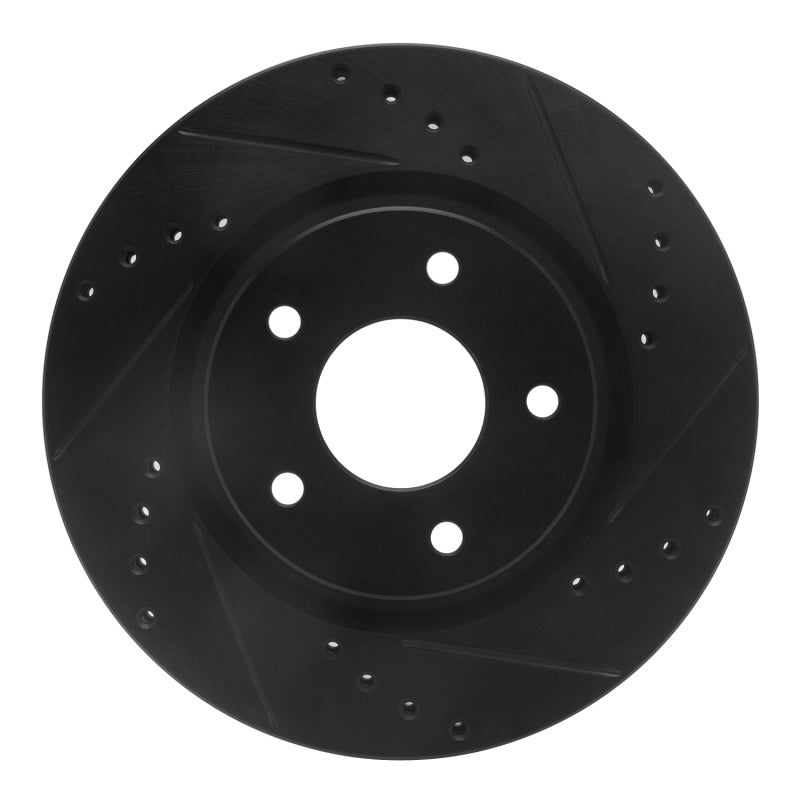 R1 Concepts R1 14-23 Nissan Rogue Front Right Drilled & Slotted Black Brake Rotor