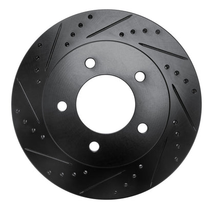 R1 Concepts R1 97-04 Ford F-150 4WD Front Left Drilled & Slotted Black Brake Rotor