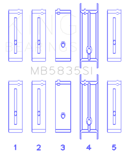 King Engine Bearings Chevrolet 121Ci/Ln2 134Ci +.002 (Size +0.50mm) Main Bearing Set