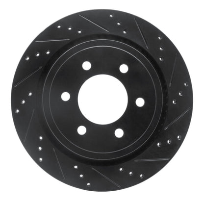 R1 Concepts R1 15-17 Ford F-150 RWD Rear Right Drilled & Slotted Black Brake Rotor