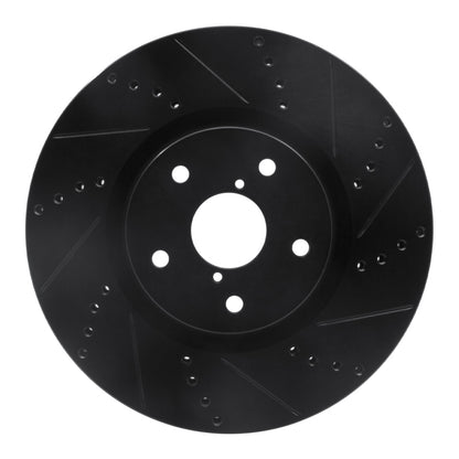 R1 Concepts R1 05-17 Subaru WRX STI Front Right Drilled & Slotted Black Brake Rotor
