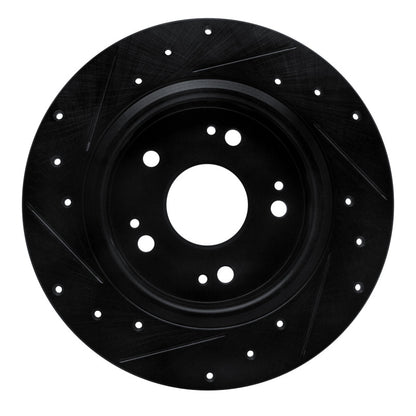 R1 Concepts R1 16-16 Honda CR-Z Rear Right Drilled & Slotted Black Brake Rotor