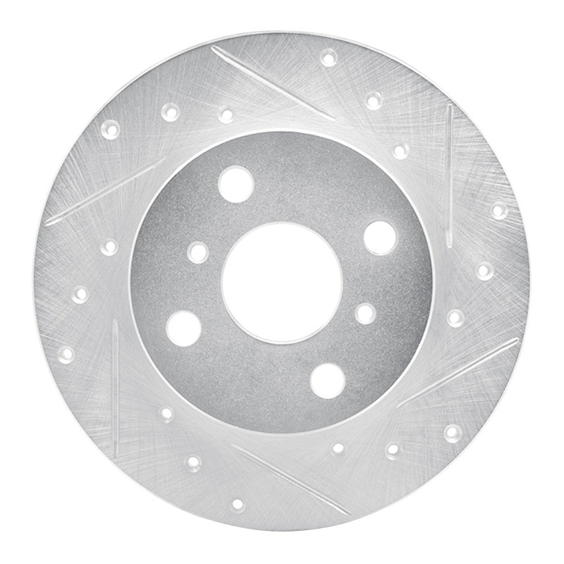 R1 Concepts R1 84-88 Chevrolet Nova Front Right Drilled & Slotted Silver Brake Rotor