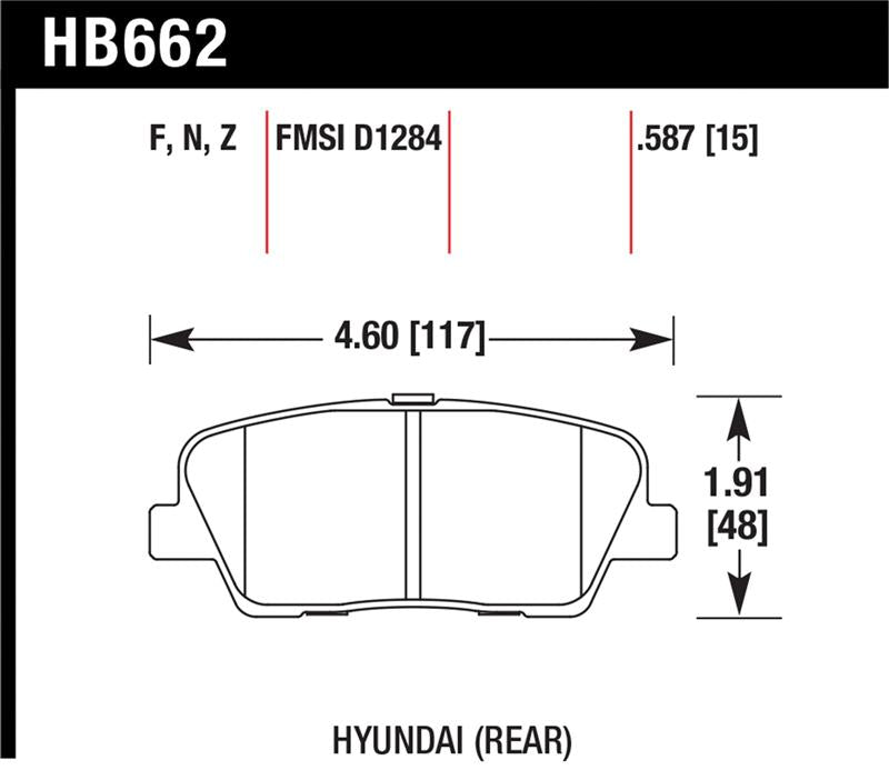 Hawk Performance Hawk 10 Hyundai Genesis Coupe (w/o Brembo Breaks) HPS Street 15mm Rear Brake Pads