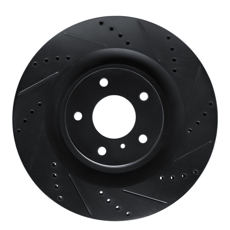 R1 Concepts R1 19-24 Infiniti QX50 Front Right Drilled & Slotted Black Brake Rotor