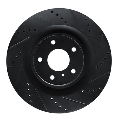R1 Concepts R1 19-24 Infiniti QX50 Front Right Drilled & Slotted Black Brake Rotor
