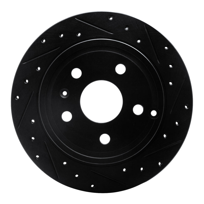 R1 Concepts R1 10-17 Chevrolet Equinox Rear Right Drilled & Slotted Black Brake Rotor