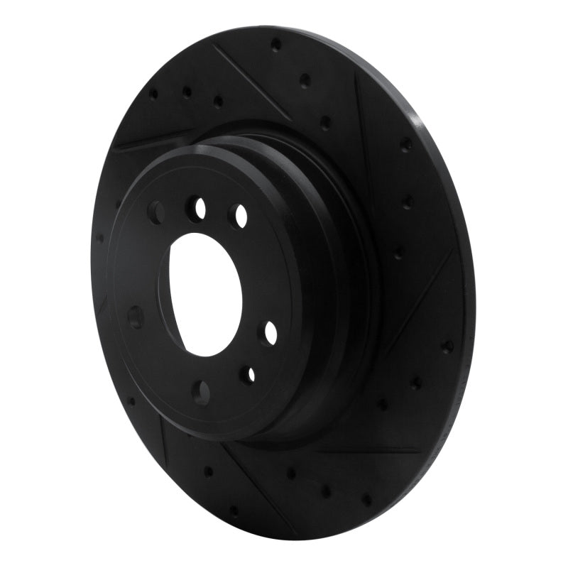 R1 Concepts R1 91-01 BMW 850CI Rear Right Drilled & Slotted Black Brake Rotor