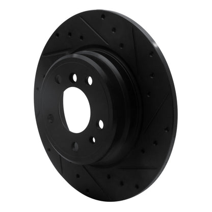 R1 Concepts R1 91-01 BMW 850CI Rear Right Drilled & Slotted Black Brake Rotor