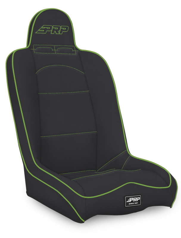 PRP Seats PRP Daily Driver High Back Suspension Seat- Black/Green Vinyl