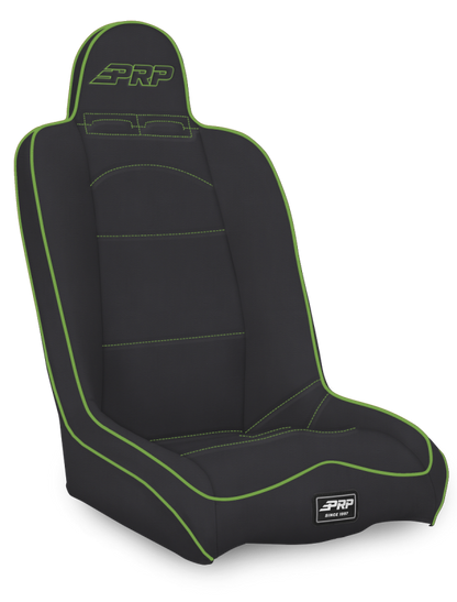 PRP Seats PRP Daily Driver High Back Suspension Seat- Black/Green Vinyl