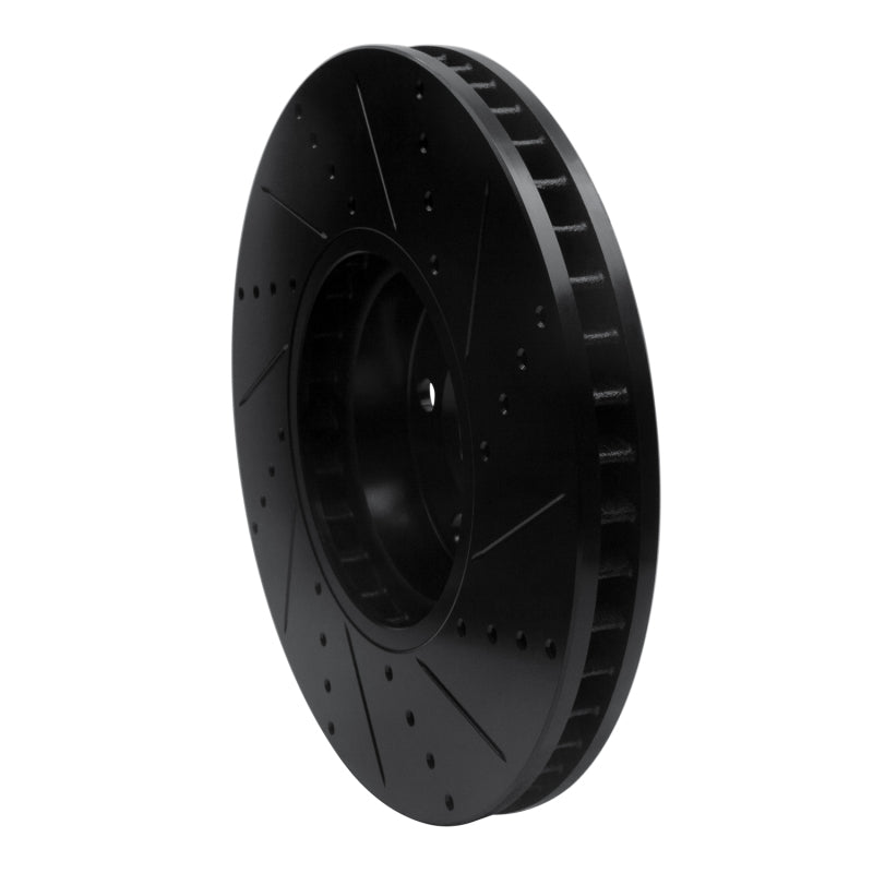 R1 Concepts R1 10-18 BMW 535I GT Right Front Drilled & Slotted Black Brake Rotor