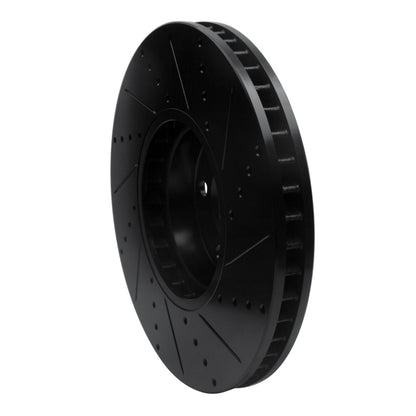 R1 Concepts R1 10-18 BMW 535I GT Right Front Drilled & Slotted Black Brake Rotor
